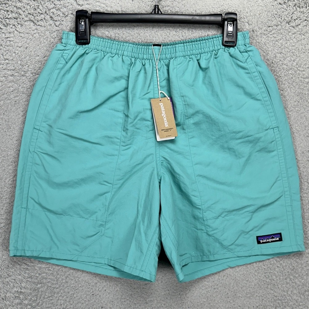 Patagonia Mens Baggies Longs Swim Trunks Small Aqua‎ Mesh Lined Board Shorts NEW